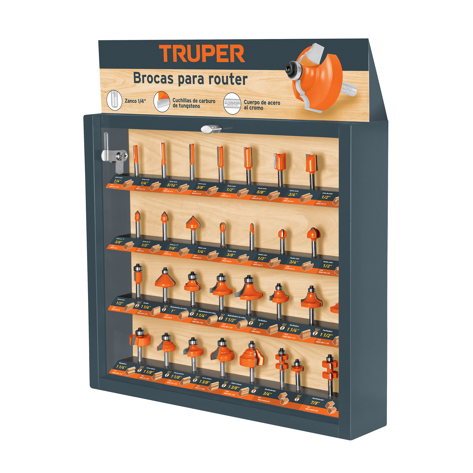Exhibidor con 30 brocas para router - 55218