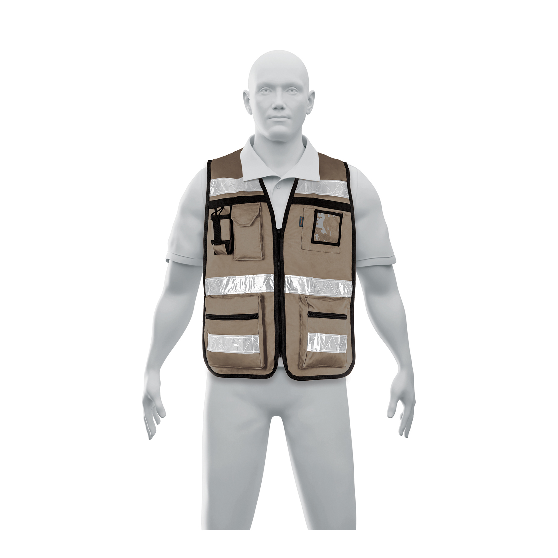 Chaleco brigadista con cintas reflejantes, color beige - 14668