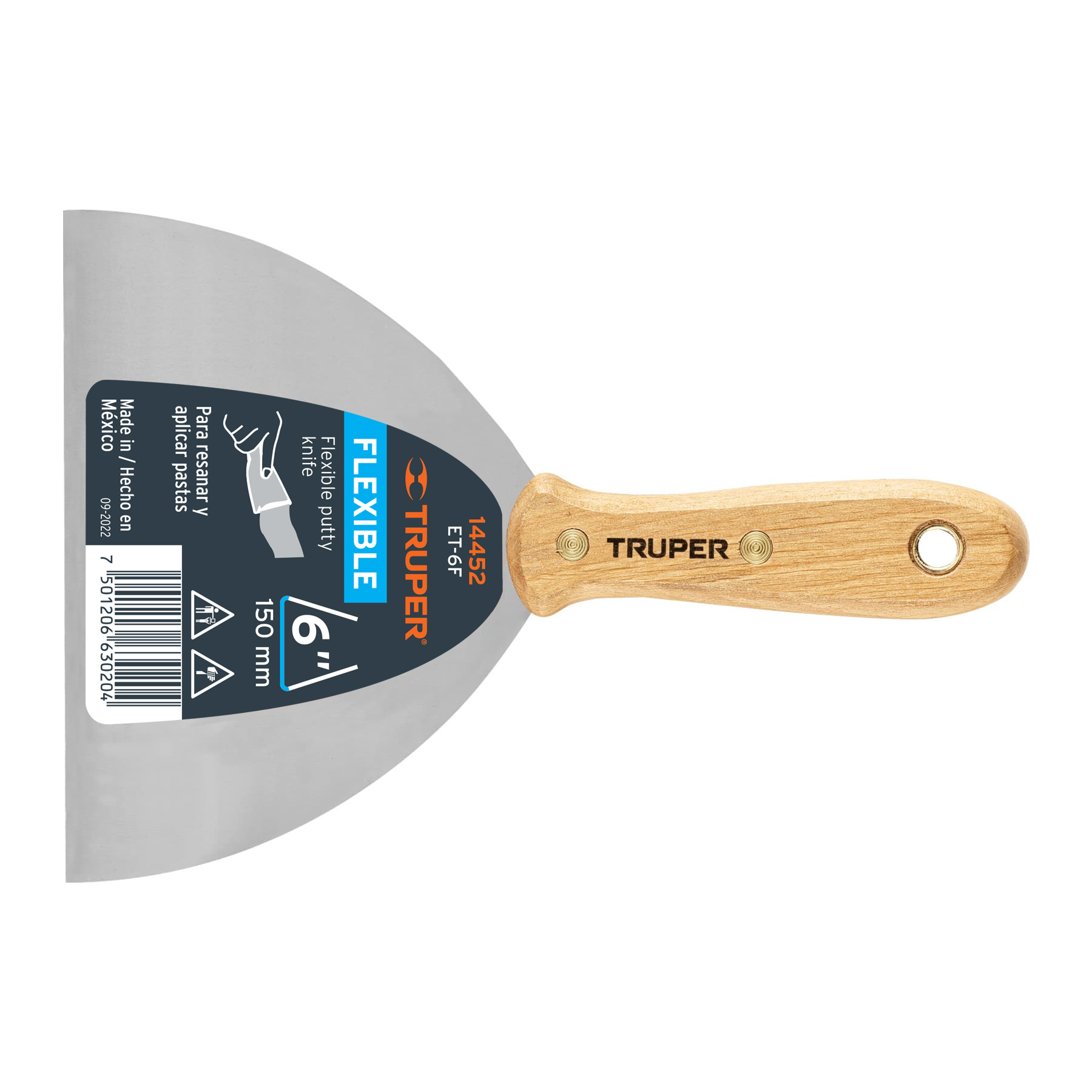 Espátula flexible de 6 pulgadas con mango de madera - 14452