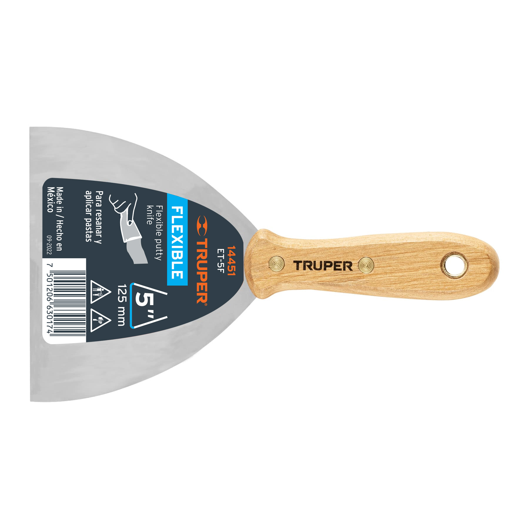 Espátula flexible de 5 pulgadas con mango de madera - 14451