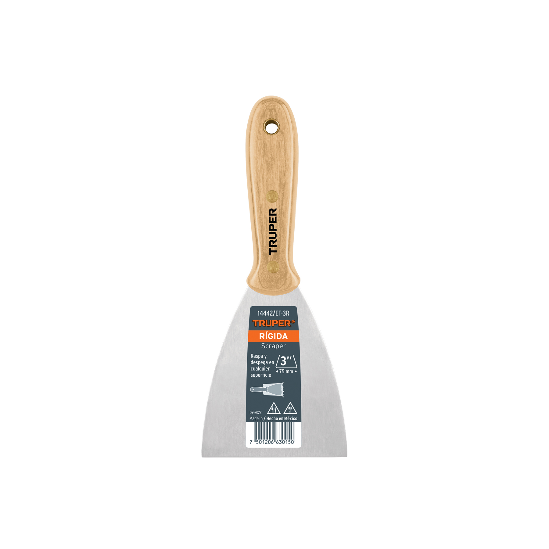 Espátula rígida de 3 pulgadas con mango de madera Truper - 14442