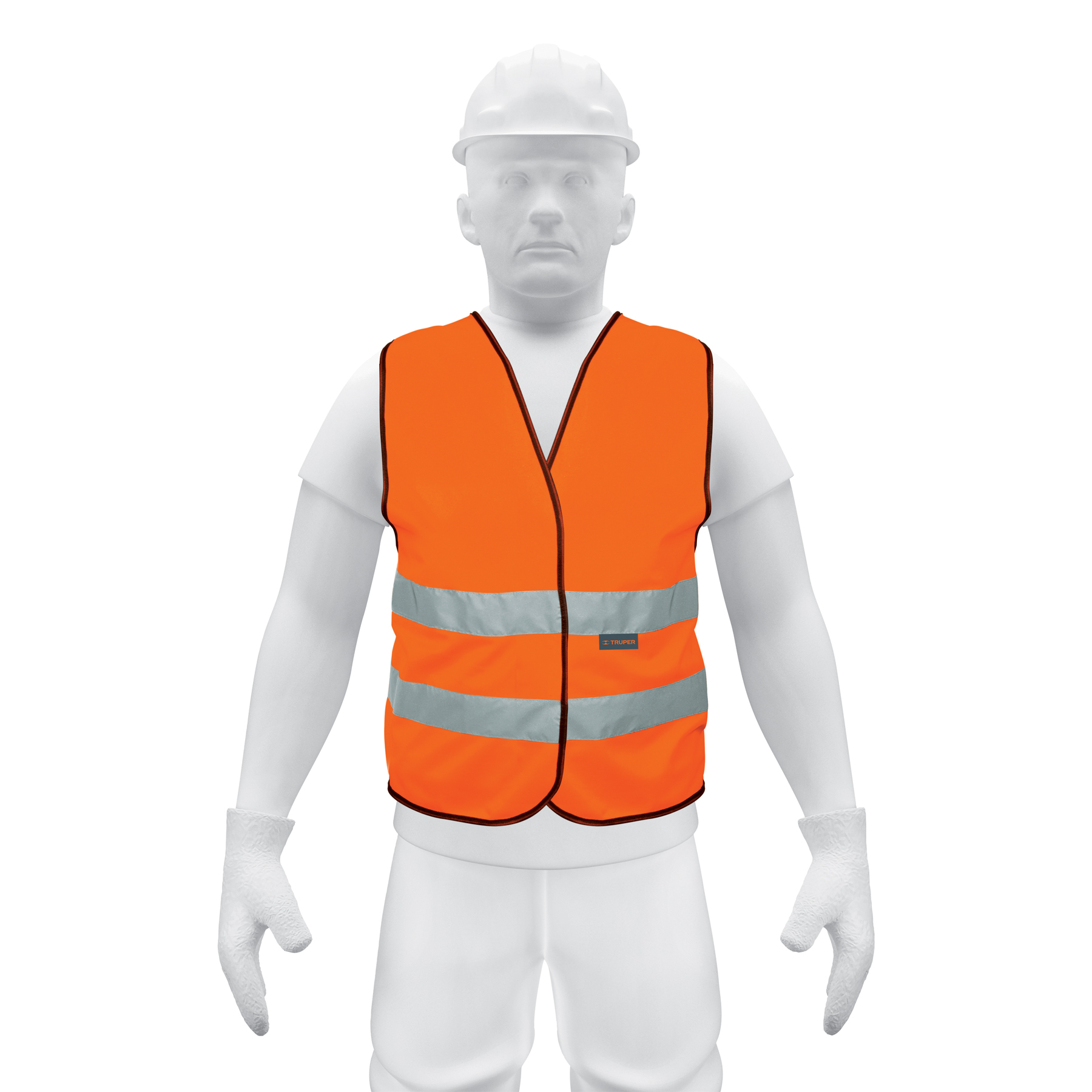 Chaleco de seguridad naranja con cintas reflectantes de alta visibilidad - 14426