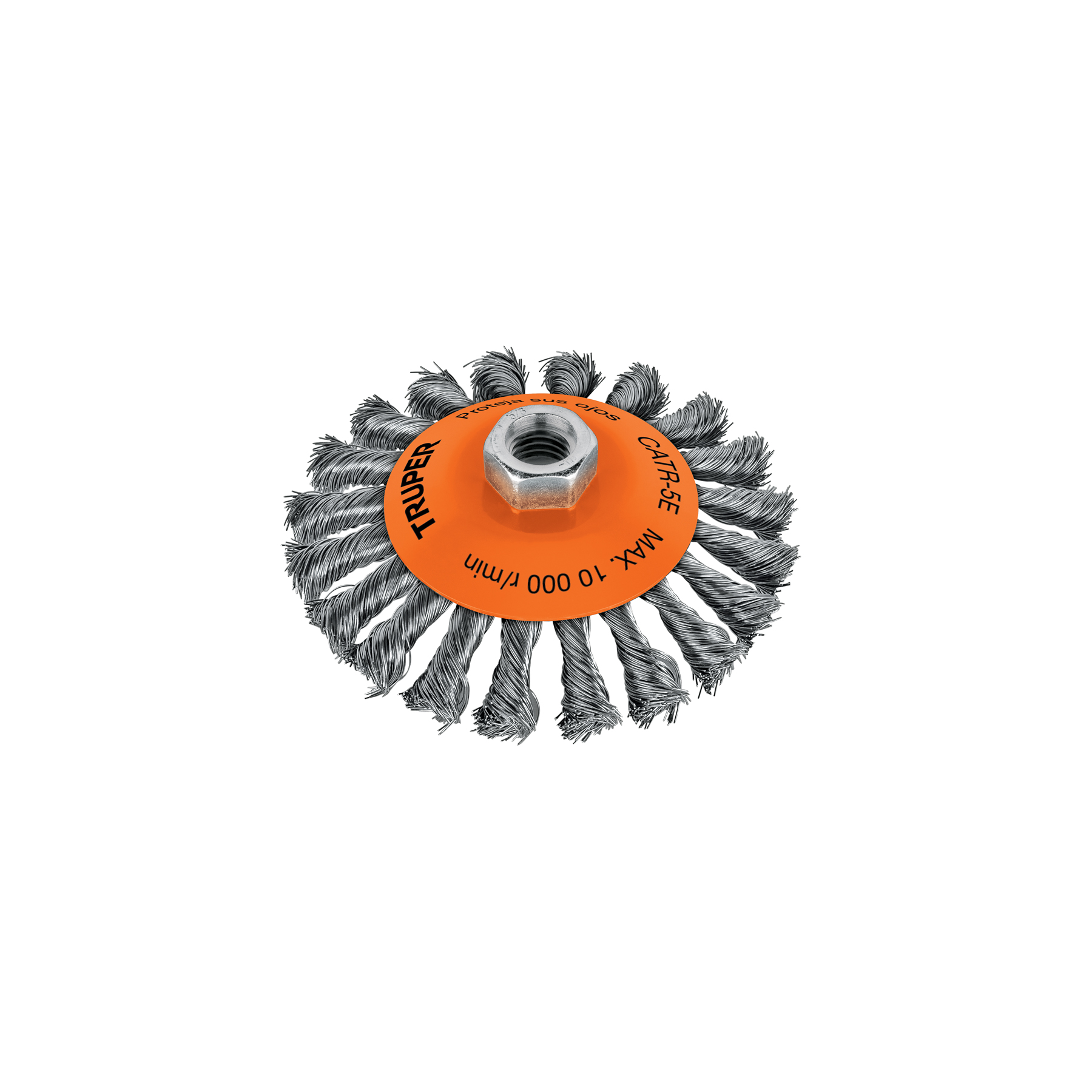 Carda tipo cónico de 5 pulgadas con alambre trenzado, eje 5/8'-11 - 14191