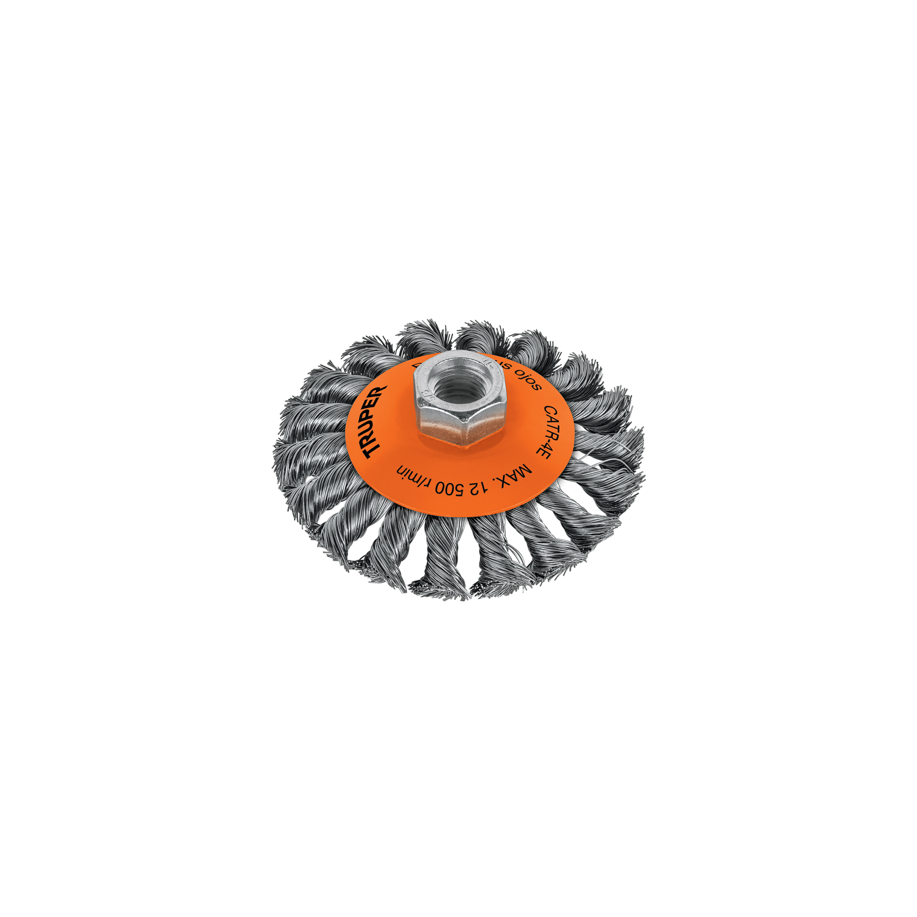 Carda tipo cónico de 4 pulgadas con alambre trenzado y eje 5/8'-11 - 14190