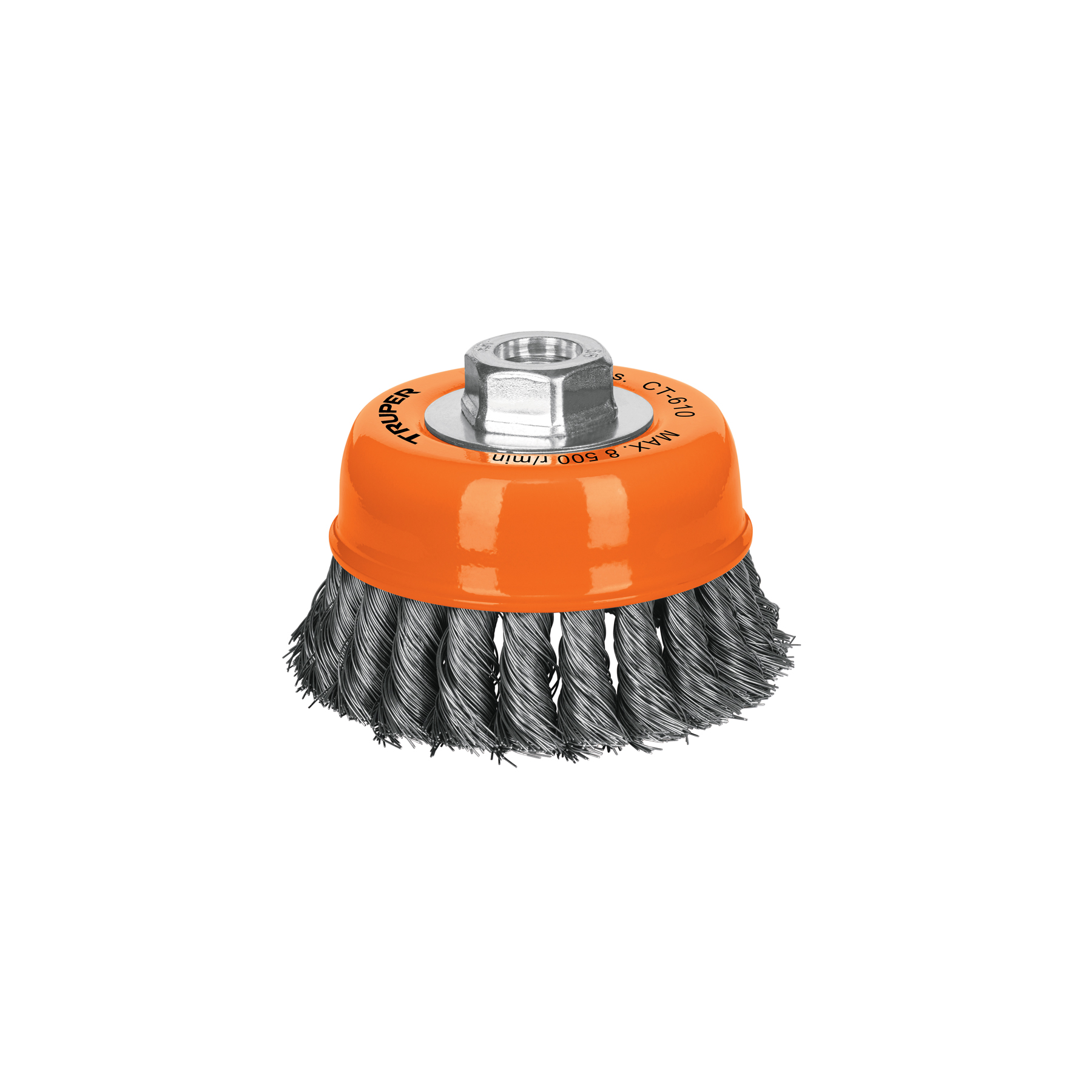 Carda copa de 4 pulgadas con alambre trenzado fino y eje 5/8'-11 - 14187