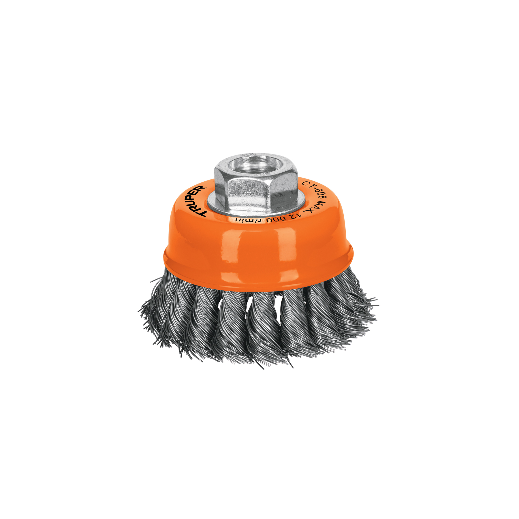 Carda copa de 3 pulgadas con alambre trenzado fino y eje 5/8'-11 - 14186