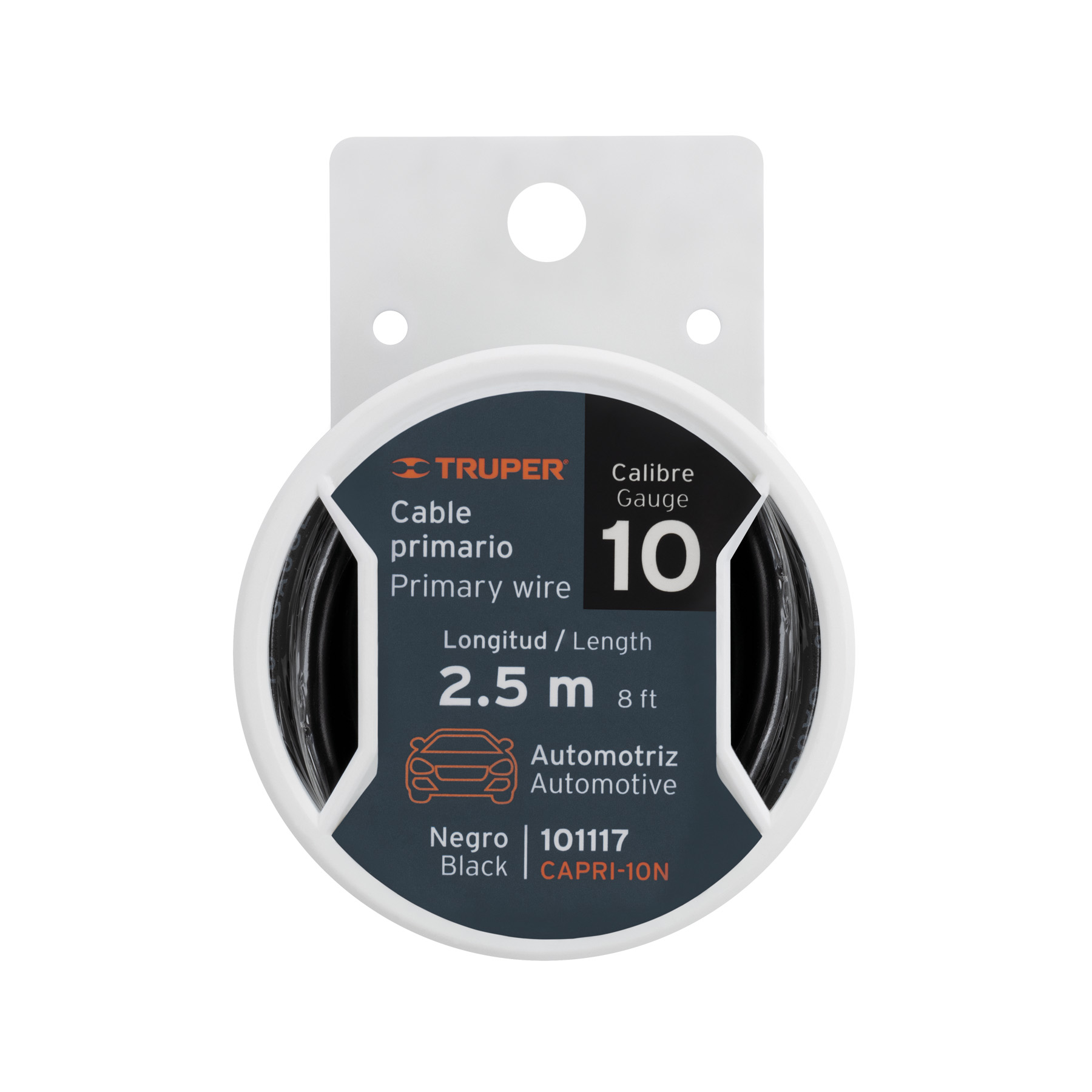 Carrete con 2.5 m de cable primario negro calibre 10 - 101117