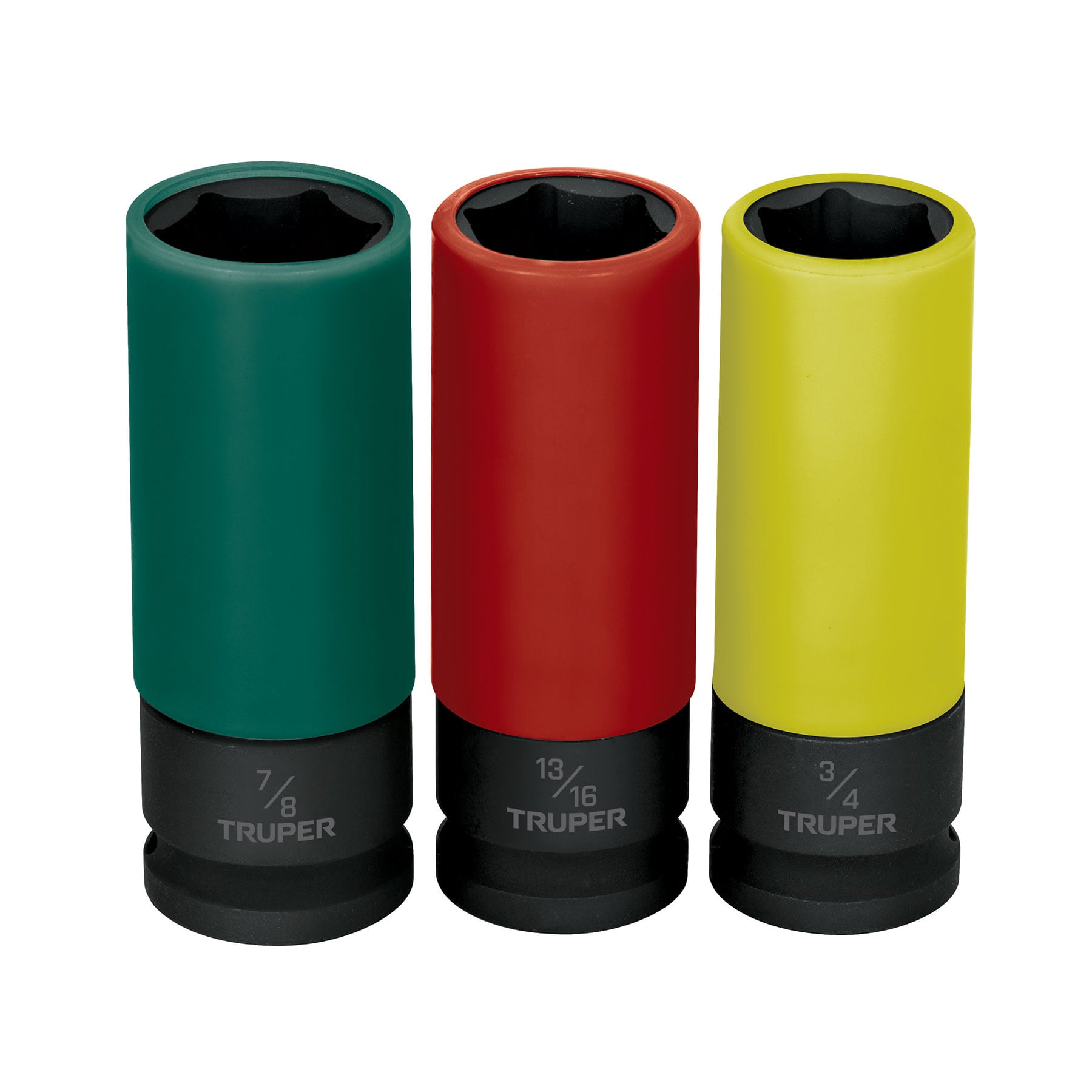 Juego de 3 dados largos de impacto 1/2 pulgada con protección plástica - 100941