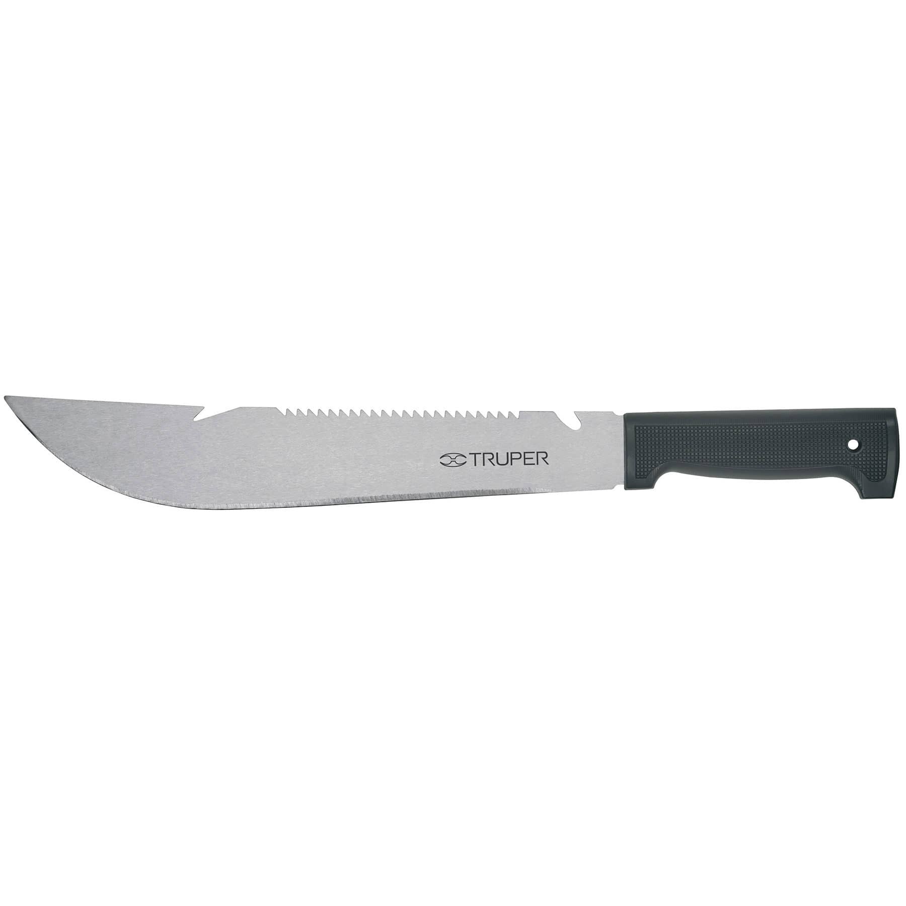 Machete rambo de 12 pulgadas con mango inyectado negro - 100655