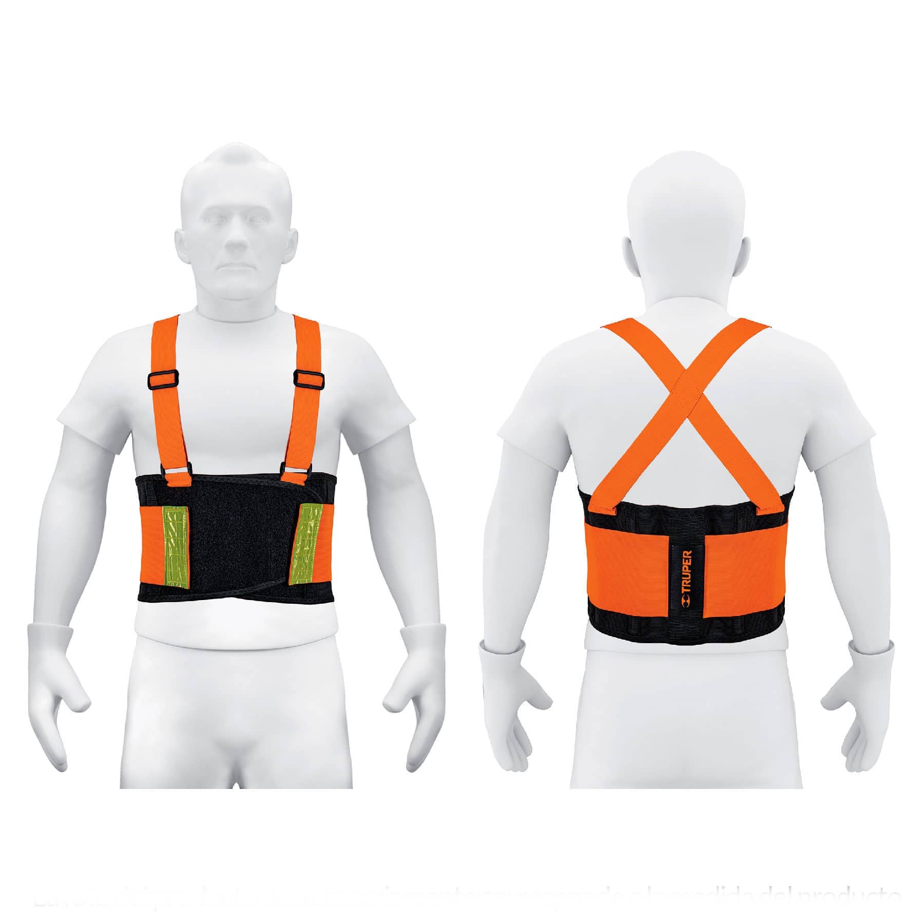 Faja lumbar naranja con cintas de alta visibilidad, talla G - 100357