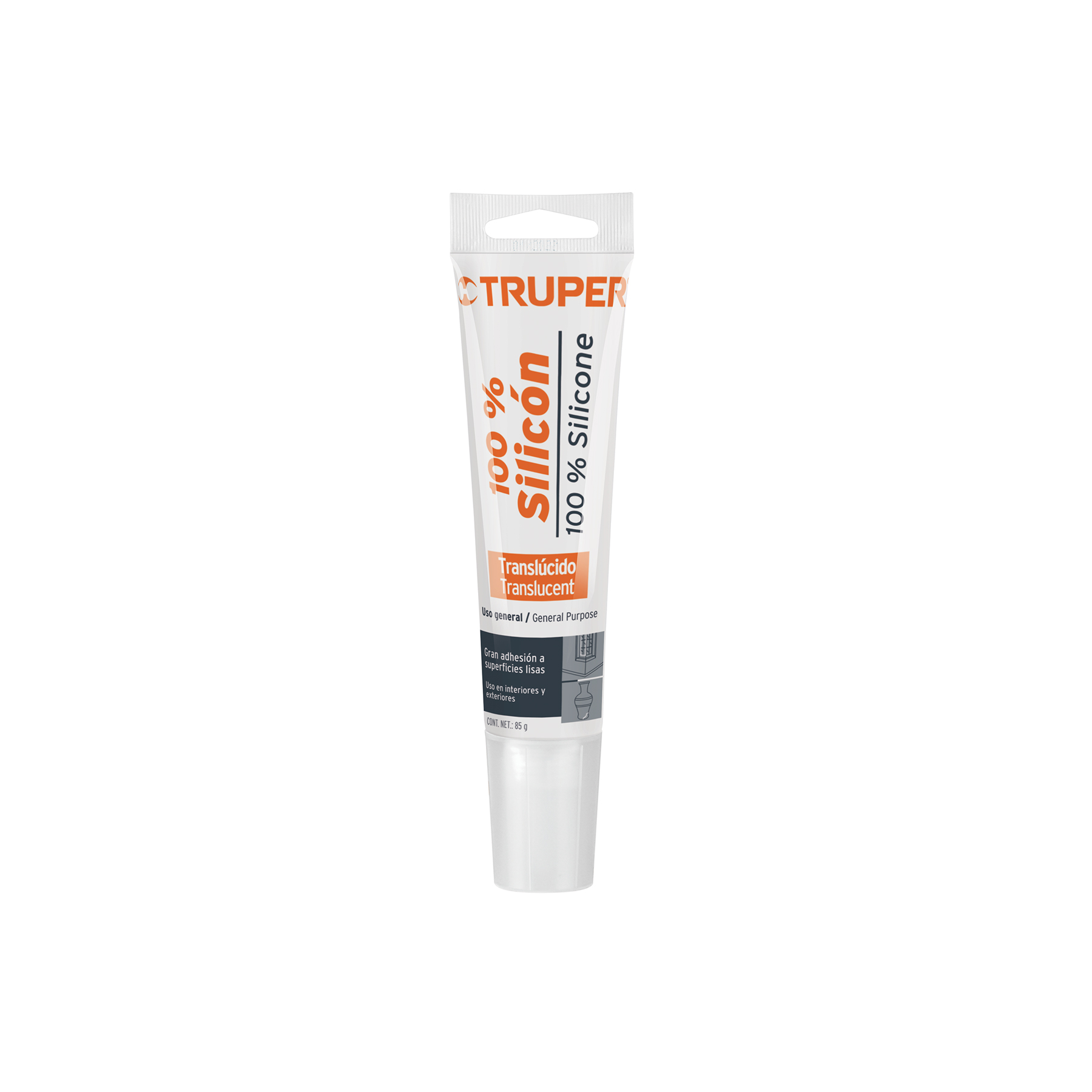Sellador transparente 100% silicón de 85 g, Truper - 17562