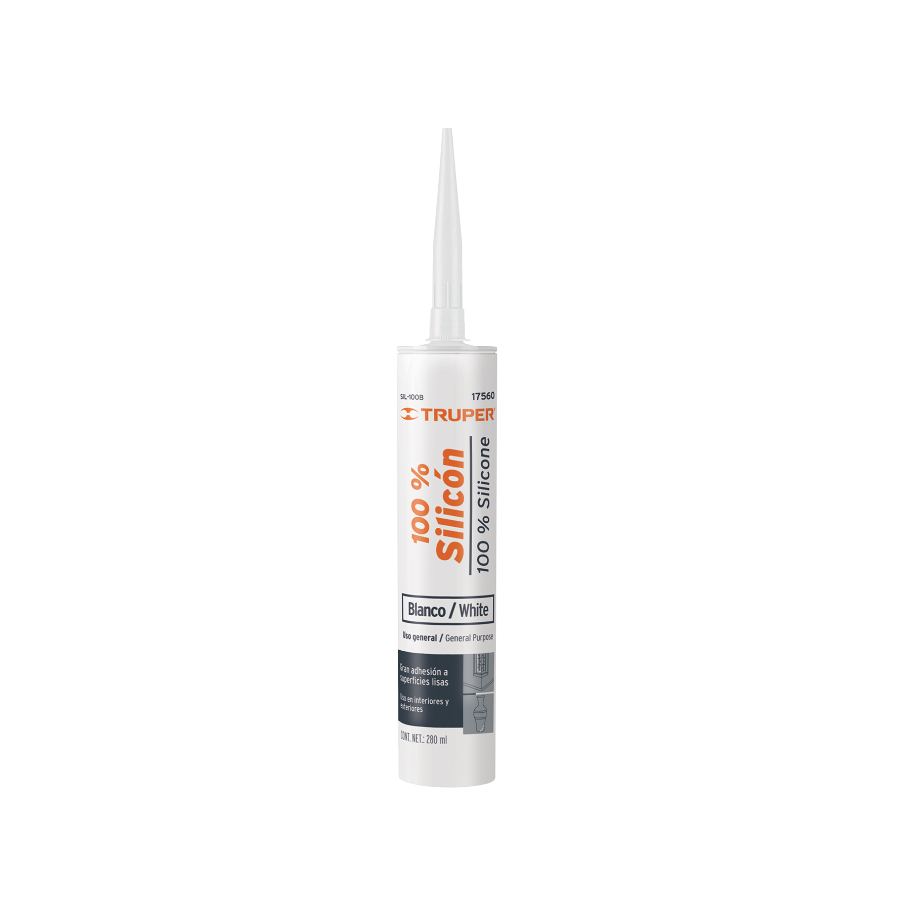 Sellador blanco de silicón 100% de 280 ml - 17560