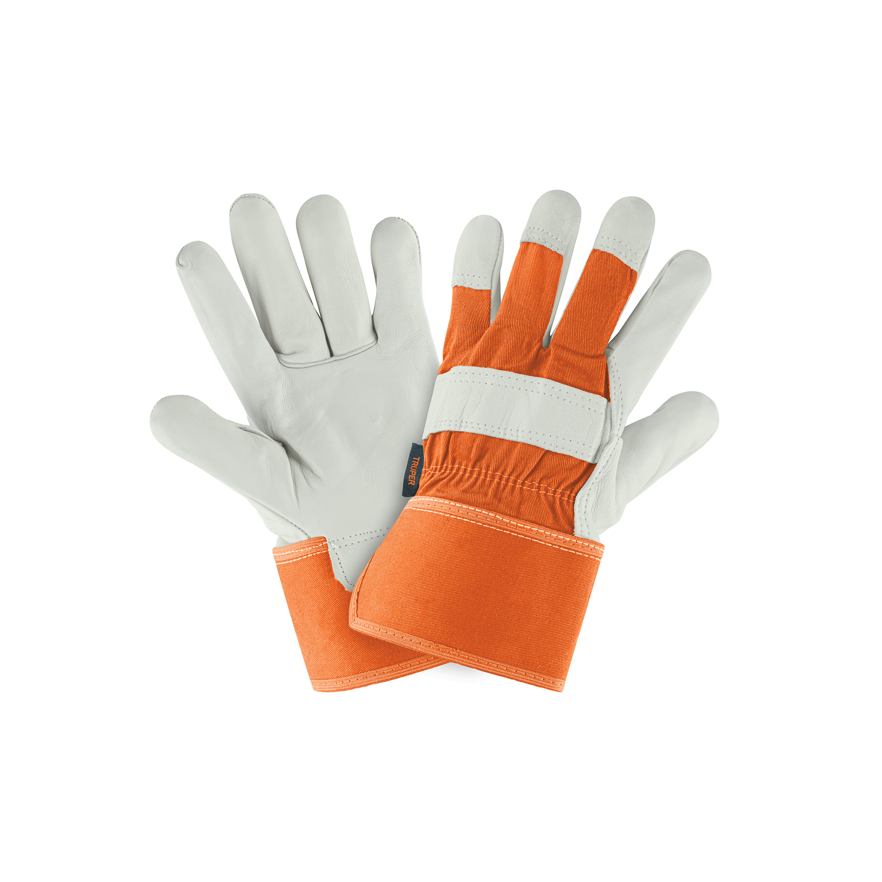 Guantes de trabajo de piel de res con dorso de loneta - 17051