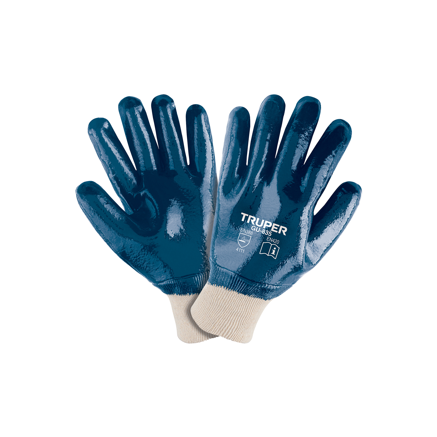 Guantes de algodón recubiertos de nitrilo con puño tejido - 15244