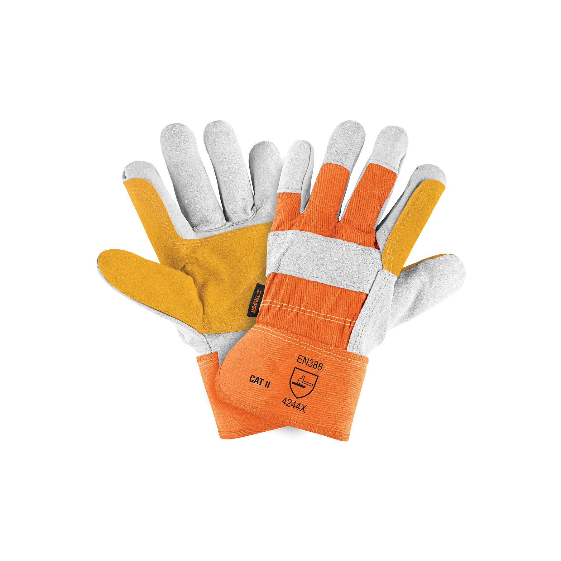 Guantes de carnaza y loneta con refuerzo, unitalla - 14246