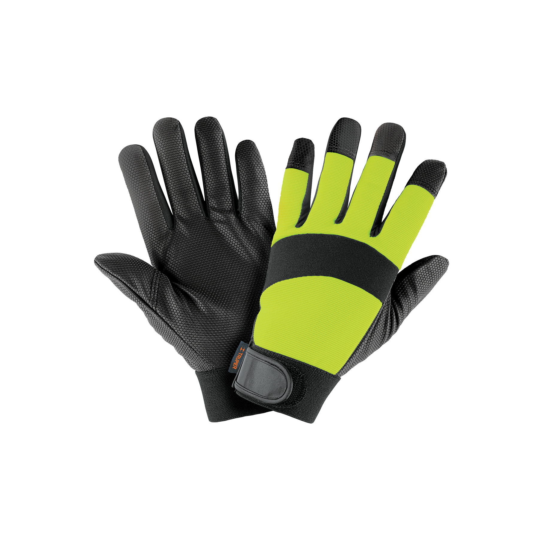 Guantes mecánicos de alta visibilidad con palma de poliuretano, color verde - 13194