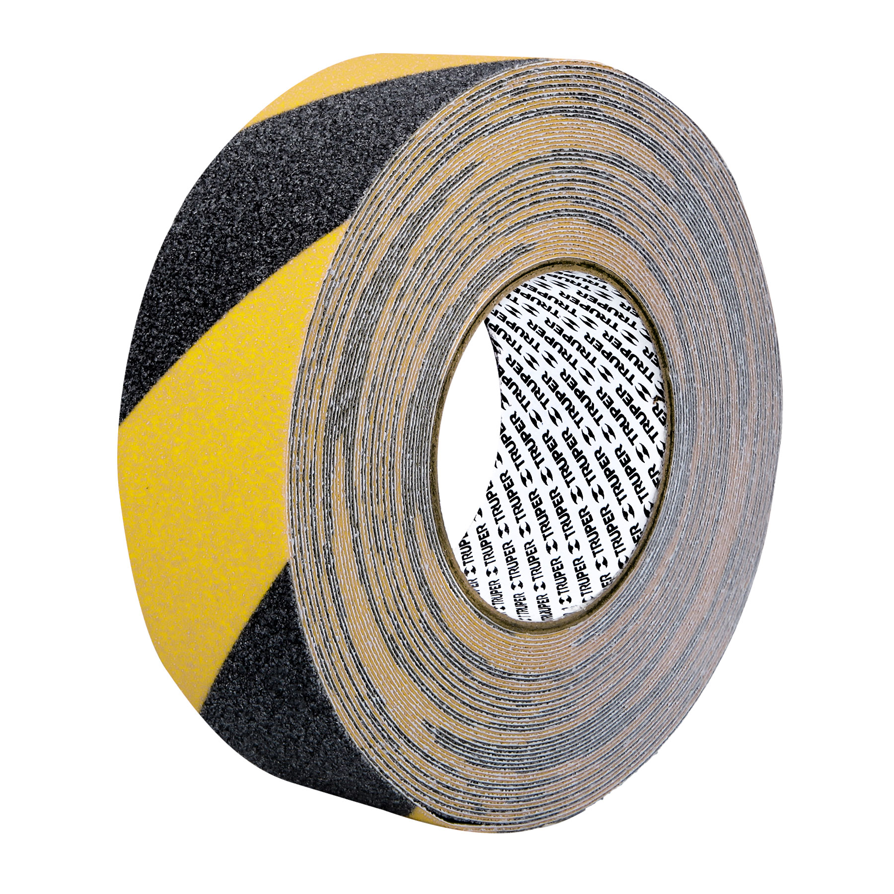 Cinta antiderrapante amarilla y negra, 50 mm x 18 m, con superficie abrasiva - 101449