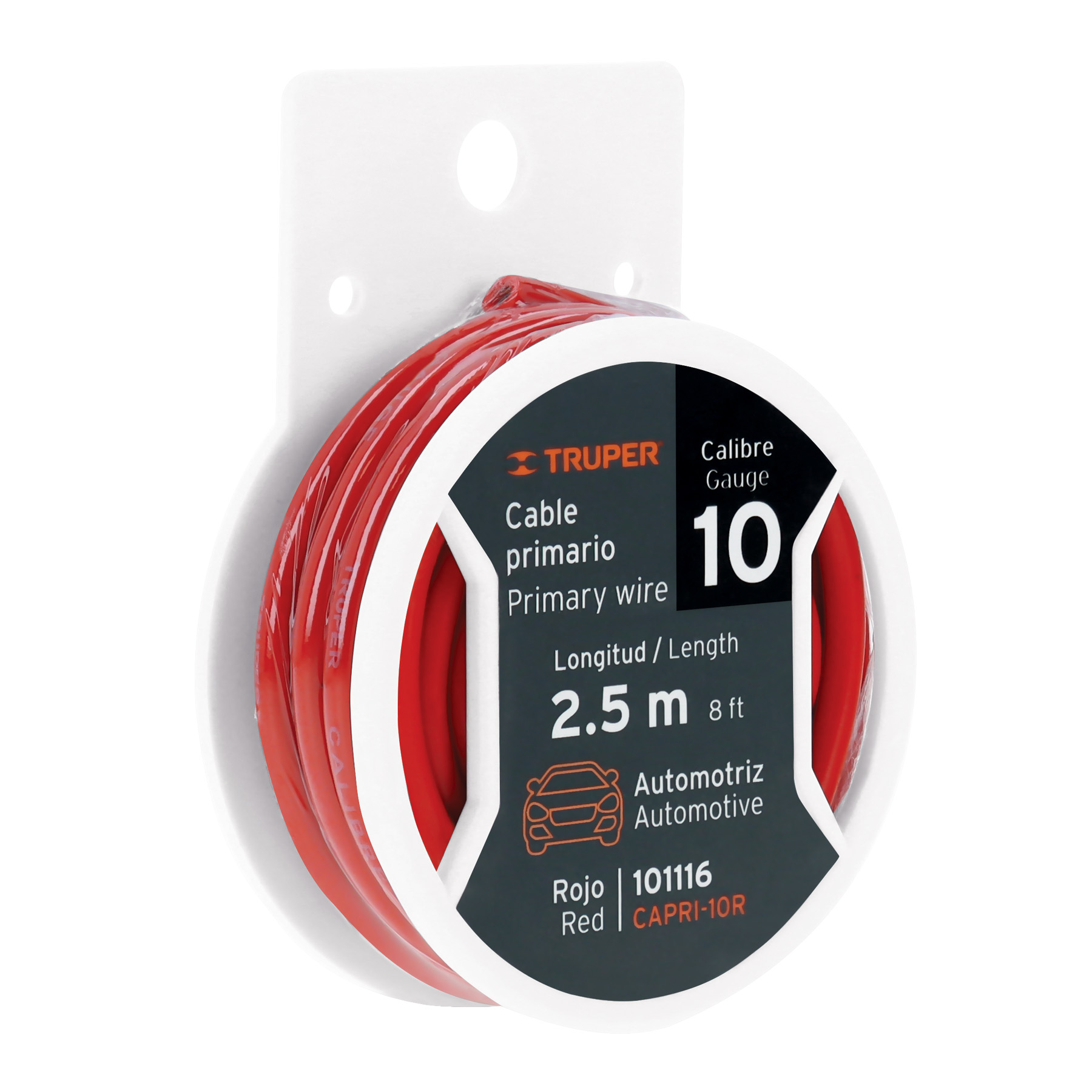 Carrete con 2.5 m de cable primario rojo calibre 10 - 101116