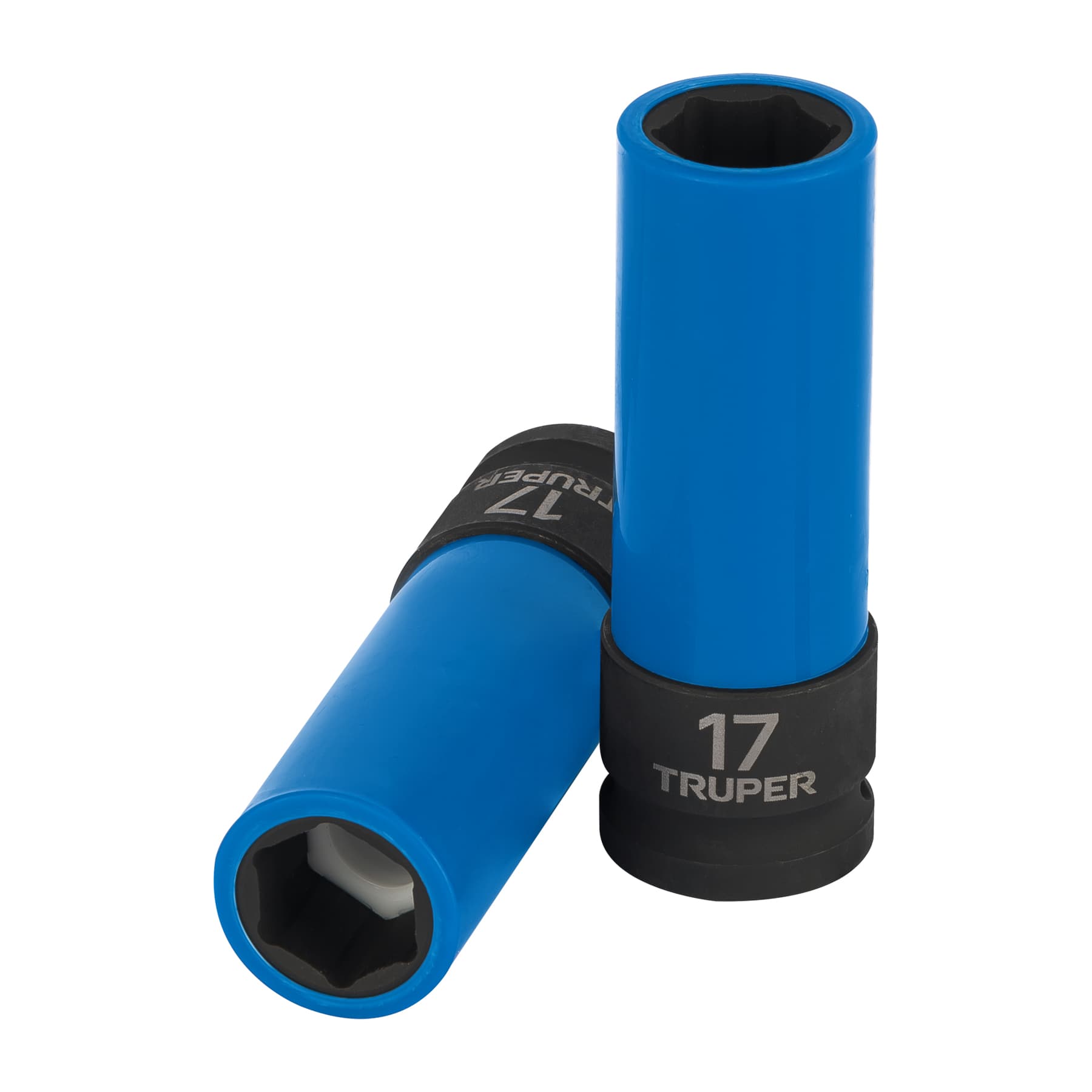 Dado largo de impacto con protector plástico de 17 mm, 6 puntas, cuadro 1/2 pulgada - 100930
