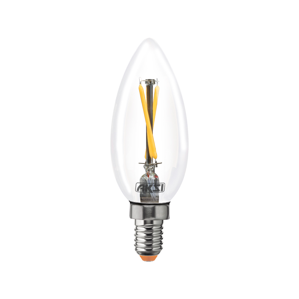 Foco LED filamentos vela 2W luz cálida E12, caja color - 115533