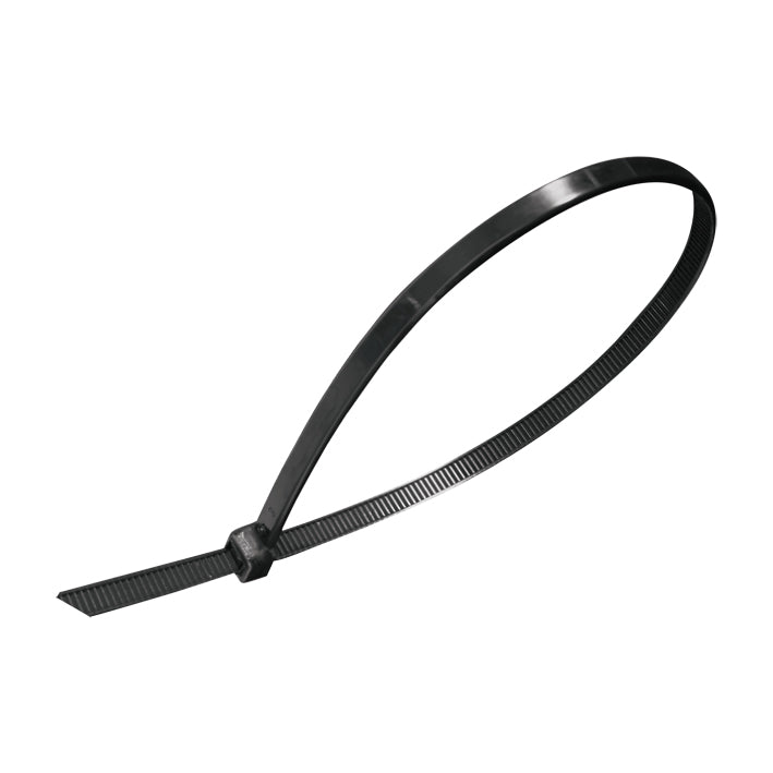 Cinta de amarre plástica de 368 x 4.6 mm, color negro, paquete de 25 piezas - 103016