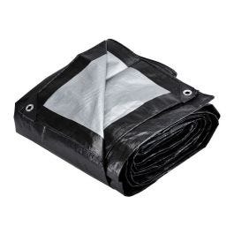 Lona extragruesa resistente al clima de 12 x 20 pies, plateada y negra, 12 mil - 57029