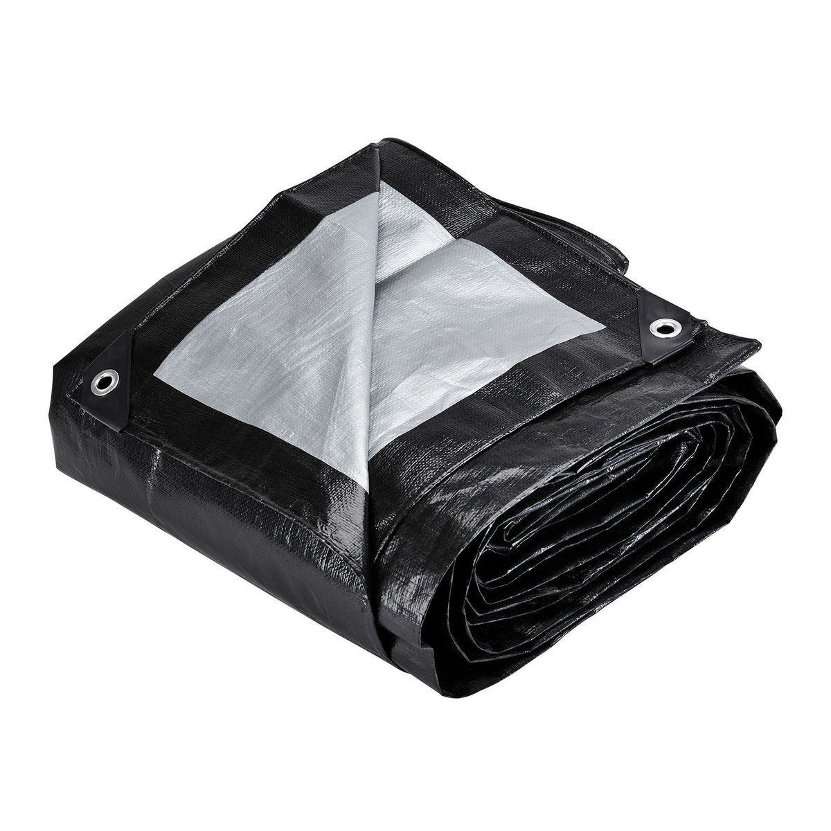 Lona extragruesa resistente al clima de 12 x 20 pies, plateada y negra, 12 mil - 57029