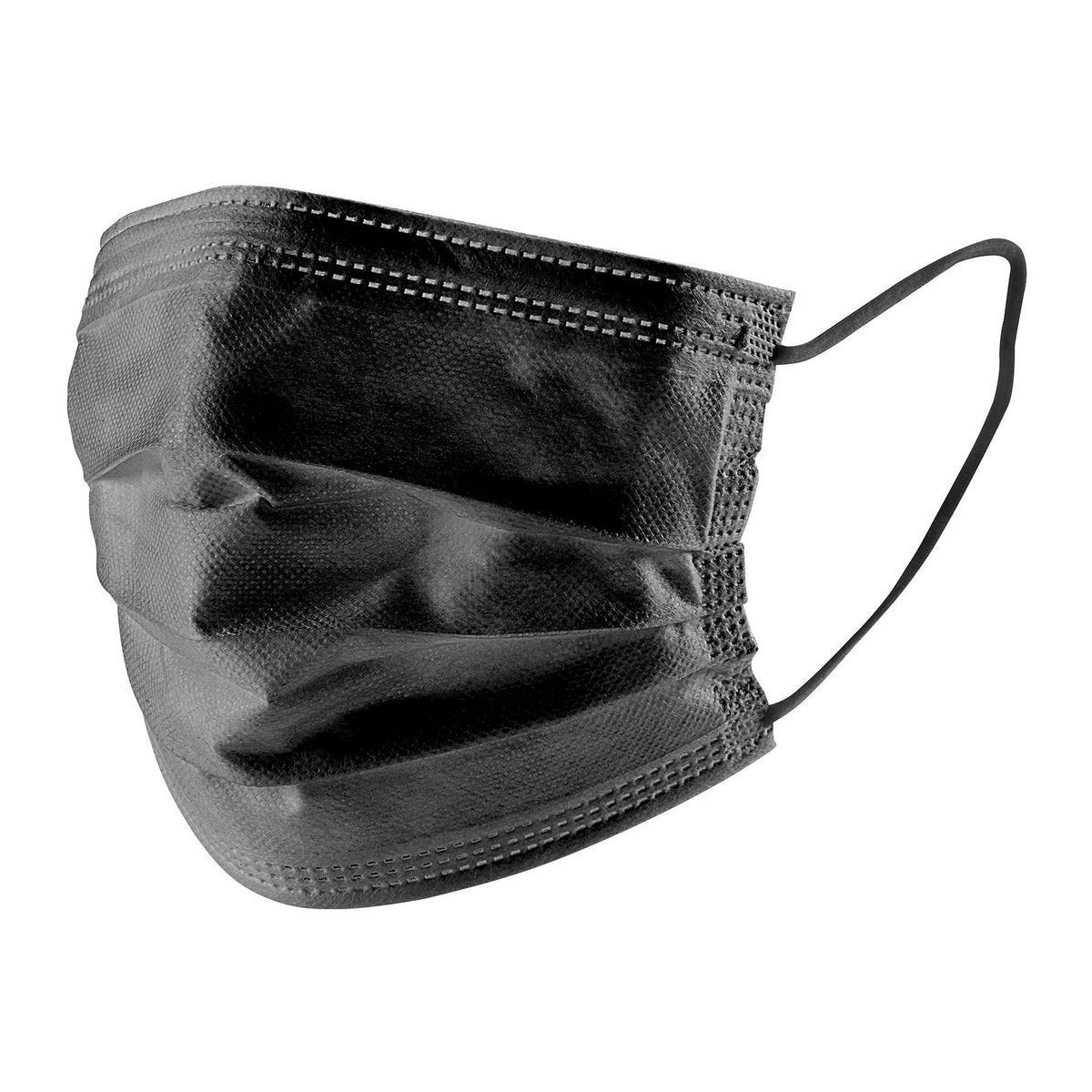 Cubrebocas desechables de 3 capas, color negro, paquete de 10 piezas - 58065