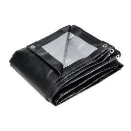 Lona extrarresistente de 12 x 16 pies, plateada y negra, de 12 mil, resistente a la intemperie - 59272
