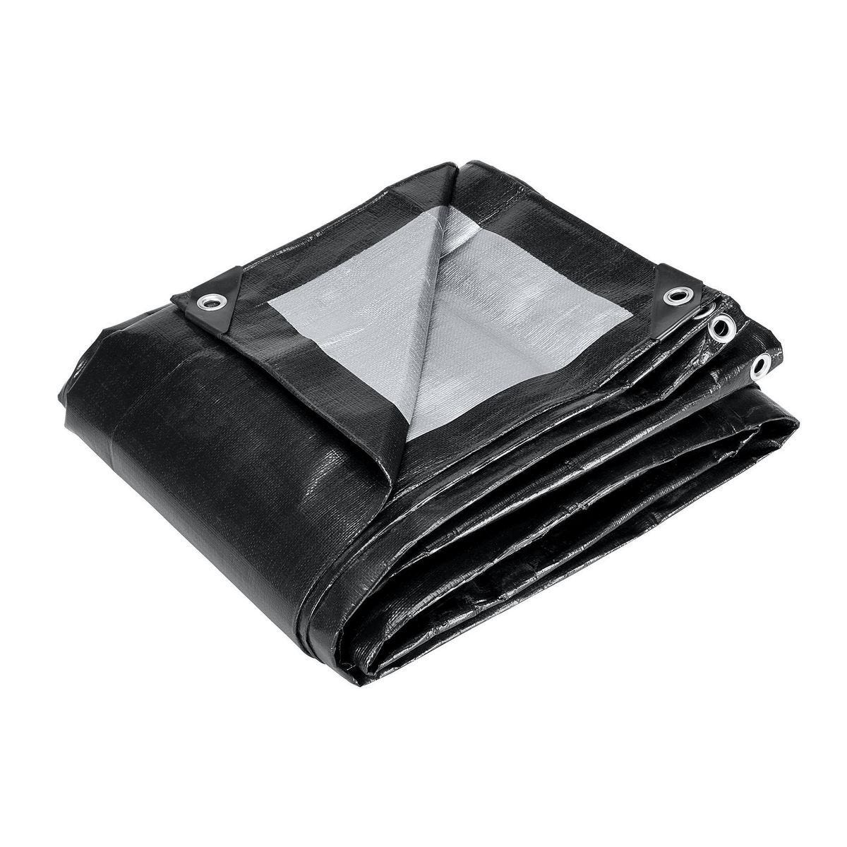 Lona extrarresistente de 12 x 16 pies, plateada y negra, de 12 mil, resistente a la intemperie - 59272