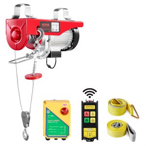 Polipasto eléctrico con control remoto inalámbrico, capacidad de 880 lbs, motor de cobre 850W 110V, cable de acero y altura de elevación de 40 pies