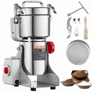 Molino eléctrico de granos y especias VEVOR, 2000W, 750g, tipo oscilante, acero inoxidable