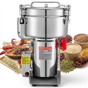 Molino eléctrico para granos VEVOR de 2500g, 3400W, 32000 RPM, máquina pulverizadora de acero inoxidable para granos secos, especias y nueces (tipo oscilante 270°)
