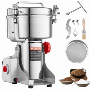 Molino eléctrico para granos VEVOR, 2500g capacidad, 3400W, acero inoxidable, tipo oscilante