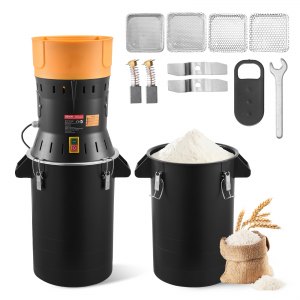 Molino eléctrico de granos y especias VEVOR, 600W, 25L (6.6 gal), con 5 cribas intercambiables