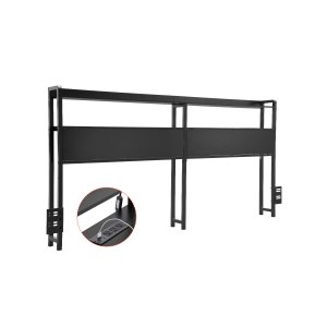 Cabecero para cama queen con estación de carga, luces LED y 2 repisas, ajustable, color negro