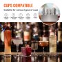 Máquina pulidora de copas eléctrica comercial con 8 cepillos, capacidad de 660 vasos por hora