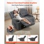 Sofá loveseat reclinable con masaje y calefacción, tapizado en pana gris, 2 asientos, incluye puertos USB y porta vasos
