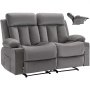 Sofá reclinable eléctrico loveseat con masaje y calefacción, puertos USB, gris