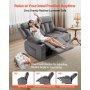 Sofá reclinable eléctrico loveseat con masaje y calefacción, puertos USB, gris