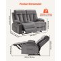 Sofá reclinable eléctrico loveseat con masaje y calefacción, puertos USB, gris