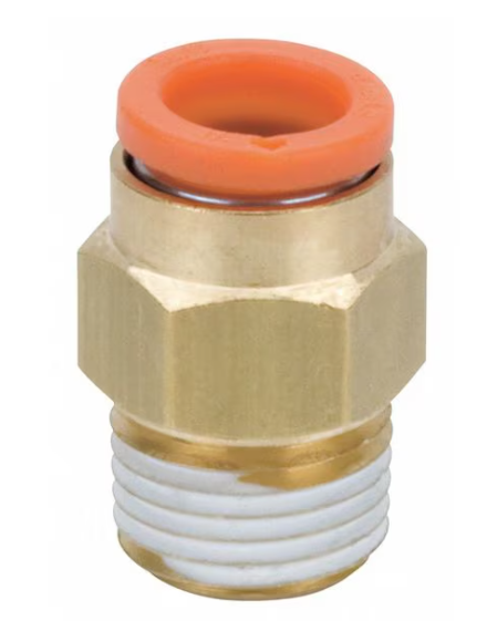 SMC Push-Fit Adapter Fitting, Push-to-Connect x MNPT, 5/16 in Tube OD, 3/8 in Pipe Size, Brass