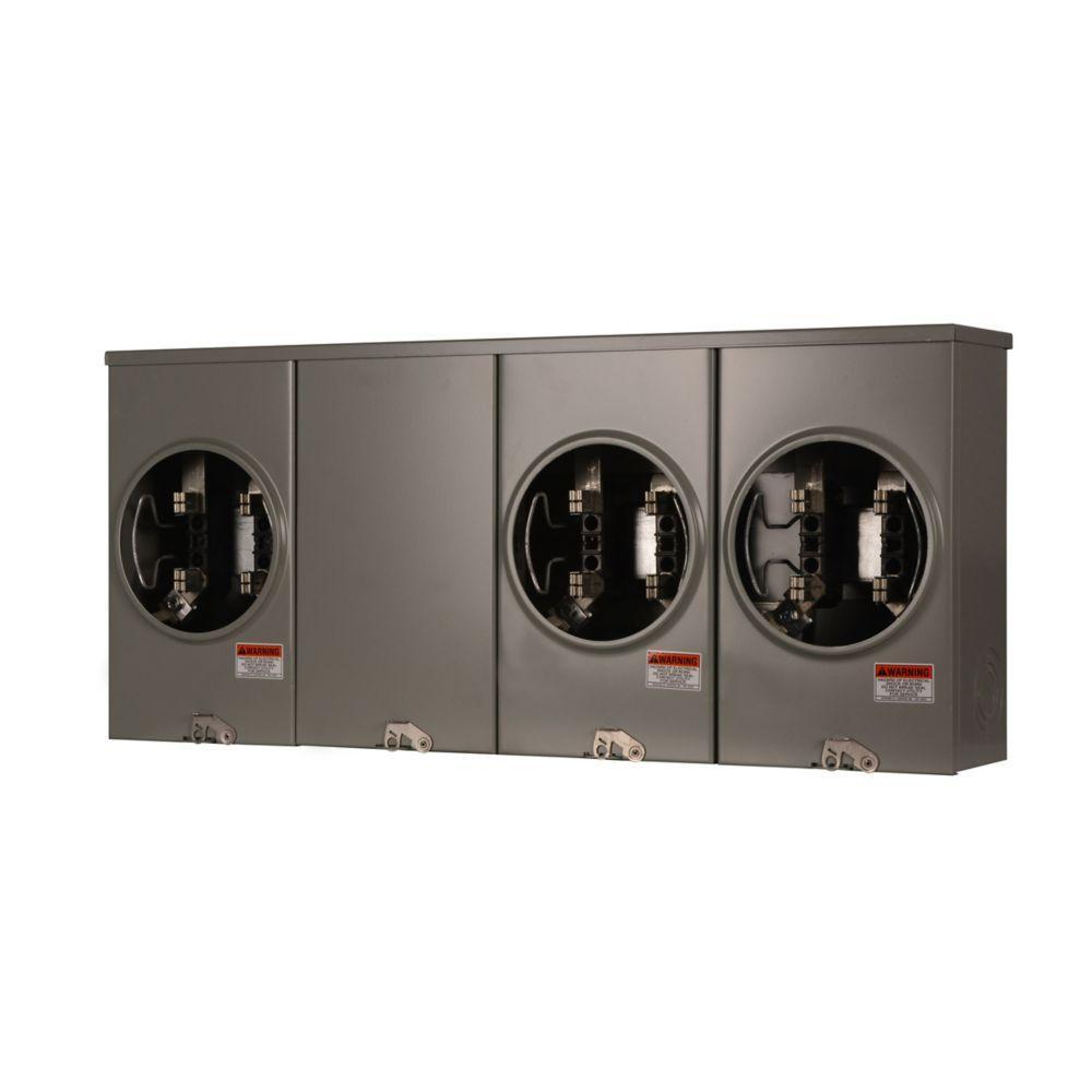 Eaton 1008952CH 100 Amp, 3 Gang, Meter Socket, OH, UG, Center Small Hub Opening