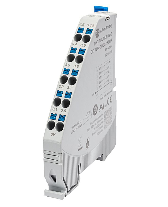 Allen-Bradley 1694-DM3G2 Distribution Module, 10 Terminals GND, 20A
