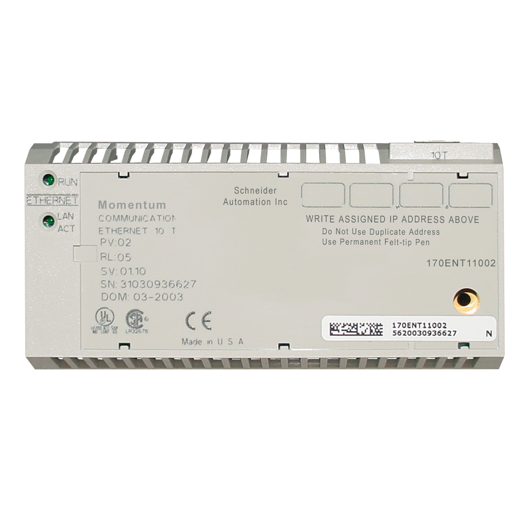 Schneider Electric 170ENT11001 IP20 10/100 Mbps Shielded Twisted Pair Cable Communication Adapter