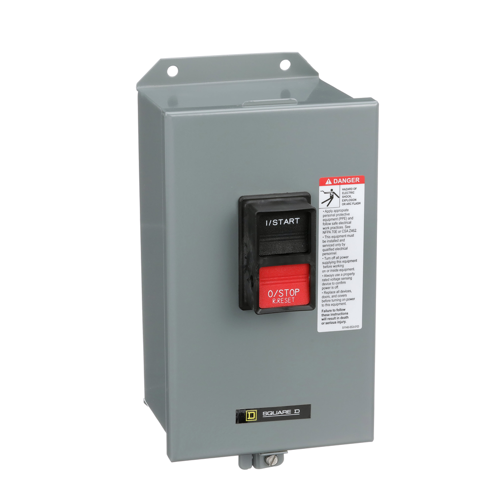 Square D 2510MBA1 Manual Motor Starter 230 VAC 18 Amp 2 Pole NEMA 12