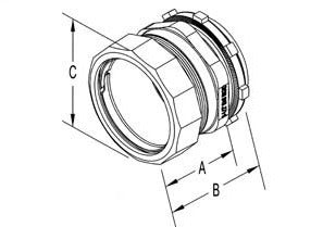 Bridgeport 256-DCI2 Connector Compression Zinc Die Cast 105 Degree C Insulated Throat Size 2 1/2 Inch