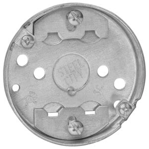 Steel City 36115-C30 3-1/4 Inch Diameter 4cu.in Volume Round Steel Box with 1/2 Inch Knockout and Clamp
