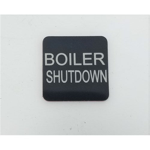 Siemens 3SU19000AF160AZ0 Legend Plate w/ Text = BOILER SHUTDOWN