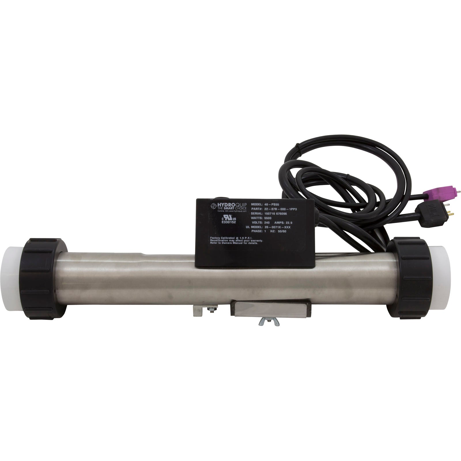 HydroQuip 48-PS55 Heater FloThru HQ PS Elec 230v 5.5kW with Long Cord Slide